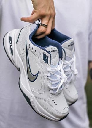 Кроссовки nike air monarch white silver blue