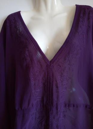 Блуза фиолетовая, с вышивкой, батал, р. 282 фото