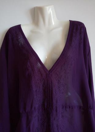 Блуза фиолетовая, с вышивкой, батал, р. 284 фото