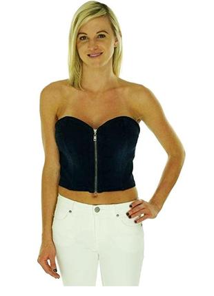 Топ crop корсетный на молнии черный