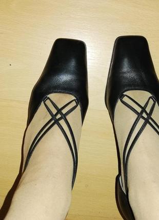Туфли кожа с квадратным носком черные4 фото