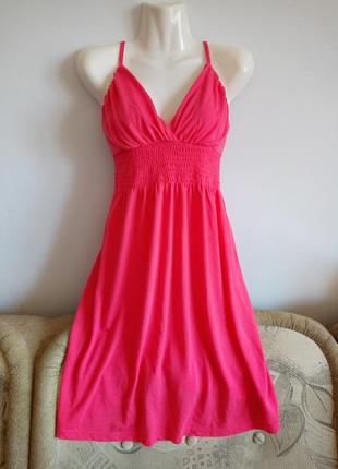 Кораловое плаття на тонких бретелях, р. 16