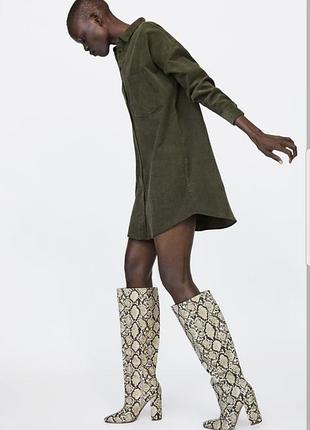 Вельветовое платье рубашка zara размер s-m