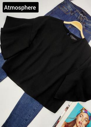 Блуза женская черная короткая свободного кроя оверсайз от бренда atmosphere s m1 фото
