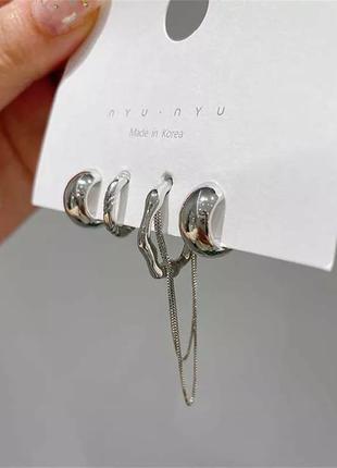 Трендовий набір сережок і каф в стилі zara3 фото