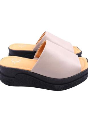 Шльопанці жіночі aquamarin капучино натуральна шкіра, 39