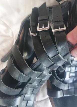 Брендовые кожаные босоніжки на каблуке bronx6 фото