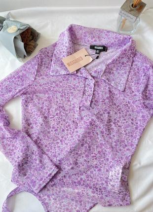 Напівпрозоре лавандове боді