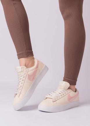 Жіночі бежеві кросівки найк nike blazer mid 77 low, женские кроссовки найк бежевые