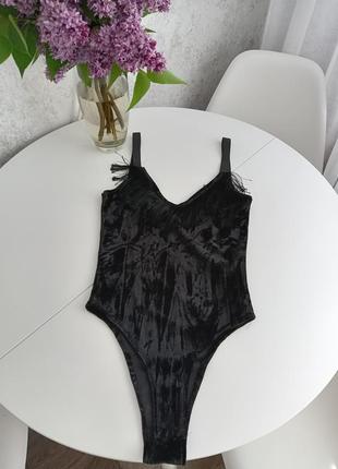 Шикарный велюровый боди р.32/34