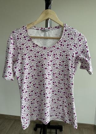 Футболка коттоновая с коротким рукавом в принт цветка marks spenser xxl