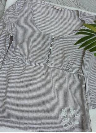Блуза жіноча лляна у смужку