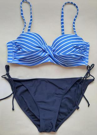 Купальник бандо рубчик полоска роздільний жіночий