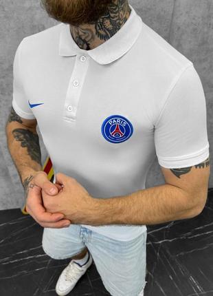 🔴 стильна чоловіча футболка поло біла білий весна літо мужская