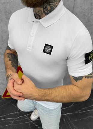 Футболка поло stone island white5 фото