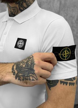 Футболка поло stone island white3 фото