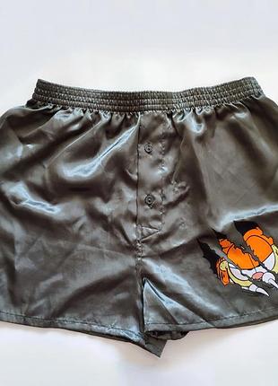 Мужские трусы шорты боксёры серые с котом прикольные