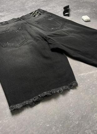 Шорты джинсовые черные/светлые потертости9 фото