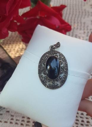 Круглый винтажный кулон из серебра, италия