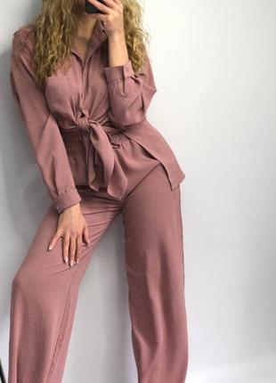 Легкий костюм трійка. сорочка з довгим рукавом вільні брюки шорти