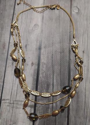 Колье винтажное брендовое металл стекло