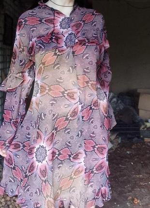 Літній легкий сарафан квіти довгі рукава сарафани плаття літо1 фото