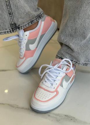 Nike air force 1 shadow pink grey10 фото