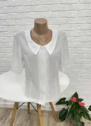 Нарядная белая блузка короткий рукав р 46-482 фото