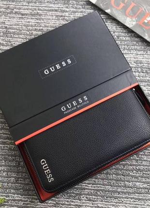 Подарунковий набір guess чоловічий гаманець - клатч чорний