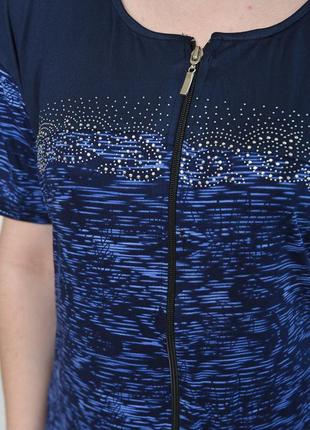 Халат жіночий батал синього кольору з принтом 156135l gl_554 фото