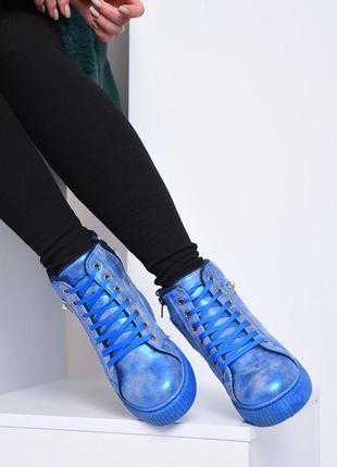 Ботинки женские зима синего цвета 153748l gl_55