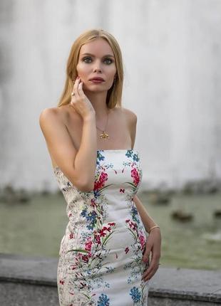 Хлопковое платье zara в цветочный принт