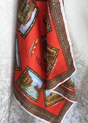 Итальянский натуральный платок венеция шарф venezia косынка ацетатный шелк9 фото