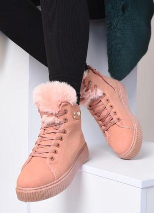 Ботинки женские зима розового цвета 153751l gl_55