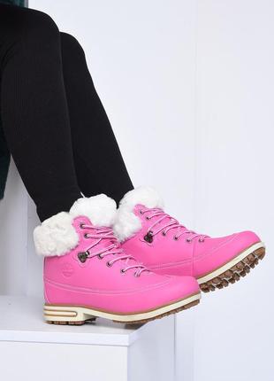 Ботинки женские зима розового цвета на шнуровке 153854l gl_552 фото