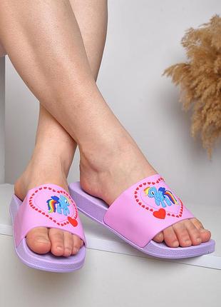 Шлепки женские сиреневого цвета с пони 156214l gl_55