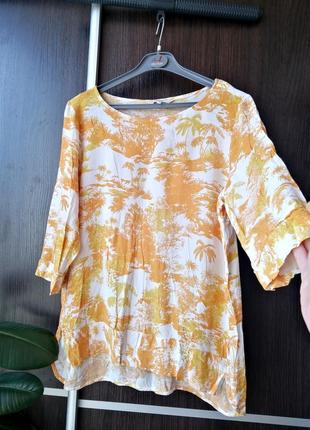 Красивая блуза блузка цветы пальмы. вискоза. next3 фото