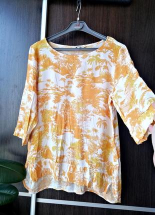Красивая блуза блузка цветы пальмы. вискоза. next