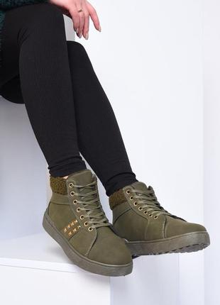 Ботинки женские зима зеленого цвета 153754l gl_55