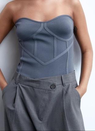 Топ бандажный zara с открытыми плечами