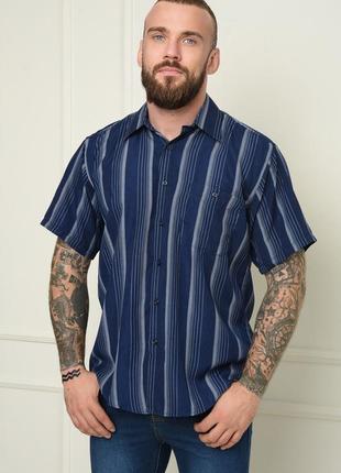 Сорочка чоловіча темно-синя в смужку 151260l gl_55