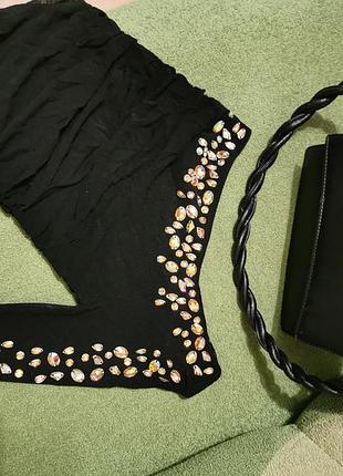 Падение коктейльное вечернее мини со стразами