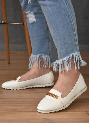 Балетки с украшением женские белые 150799l gl_55