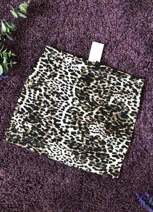 Трикотажная леопардовая мини юбочка h&m размер м