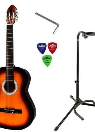 Набор гитара классическая bandes cg-821 3ts + стойка + медиаторы