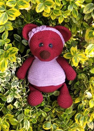 В'язаний ведмідь, ведмедик ручної роботи,м'яка іграшка.
