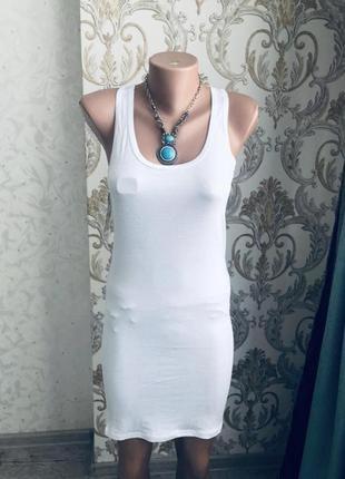Белая базовая майка удлиненная, майка-платье можно под платья , как чехол базовая1 фото