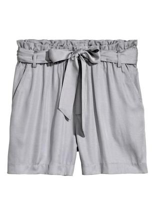 Бежеві сірі шовкові атласні шортики з кишенями на гумці в білизняному піжамному стилі віскоза8 фото