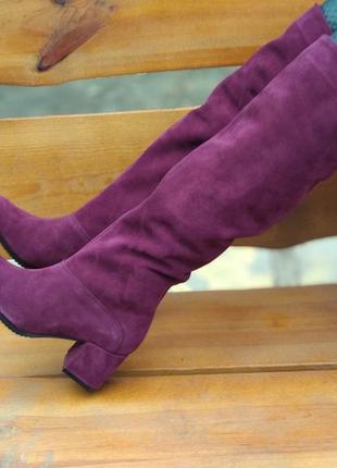 Шикарные сапоги ботфорты из натуральной кожи  на низком  каблуке 6см!производитель украина3 фото