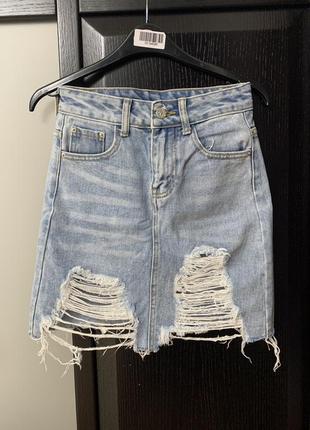 Джисовая юбка мини